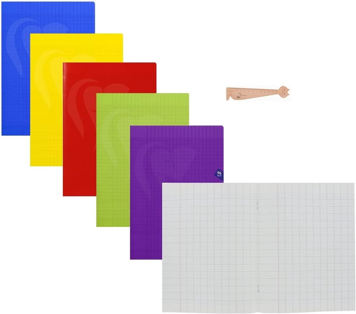 Mimesys notebook, 21 x 29.7 cm, 96 pages, Clairefontaine + 1 ruler, flower wood bookmark, 5 pieces - ShopVlot