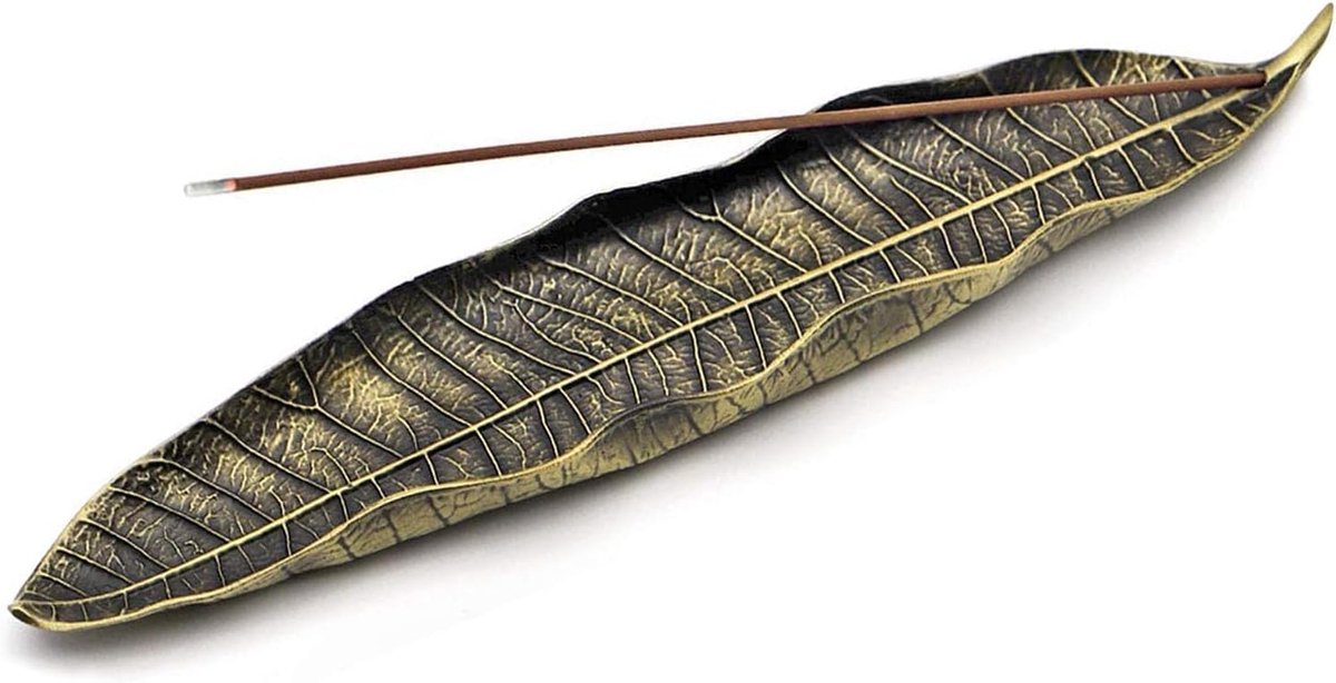 20.8 cm Metal Leaves, Incense Stick Holder, Zinc Alloy, Ash Catcher, for Incense Sticks Office, Home, Yoga, Meditation - ShopVlot