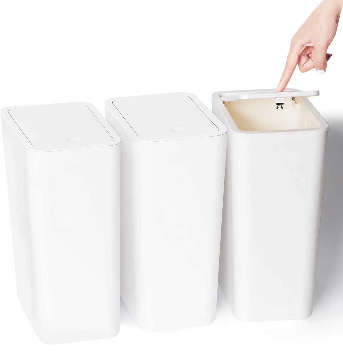 Vuilnisemmer 10 liter - Kleine afvalmand met deksel - Drukdeksel - Ideaal voor badkamer en kantoor - ShopVlot