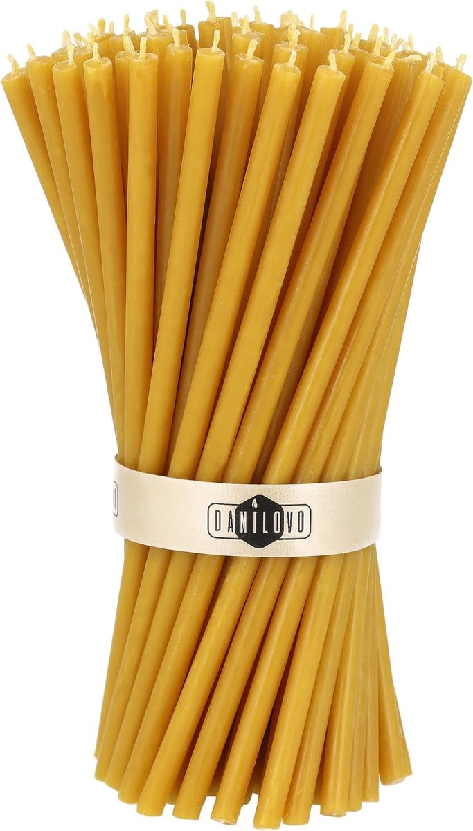 Danilovo Pure Beeswax Candles, No Drops, No Smoke, High, Thin Conical, Decorative for Church Prayer, Candles for - ShopVlot