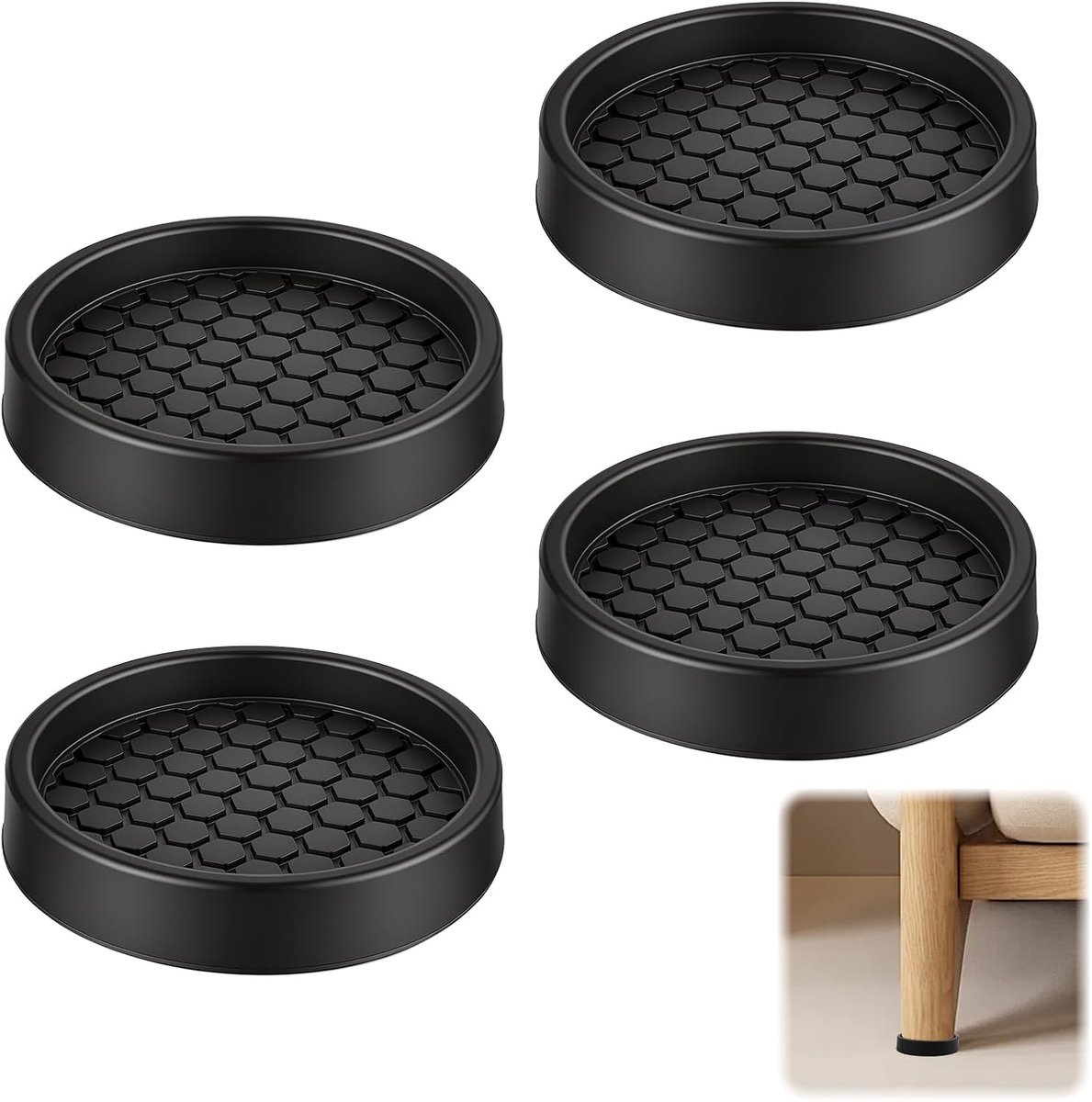 4 antislip pads van rubber van 5 cm voor meubels en stoelen - Antislip, vloervriendelijk, geluidsdempend, geschikt - ShopVlot