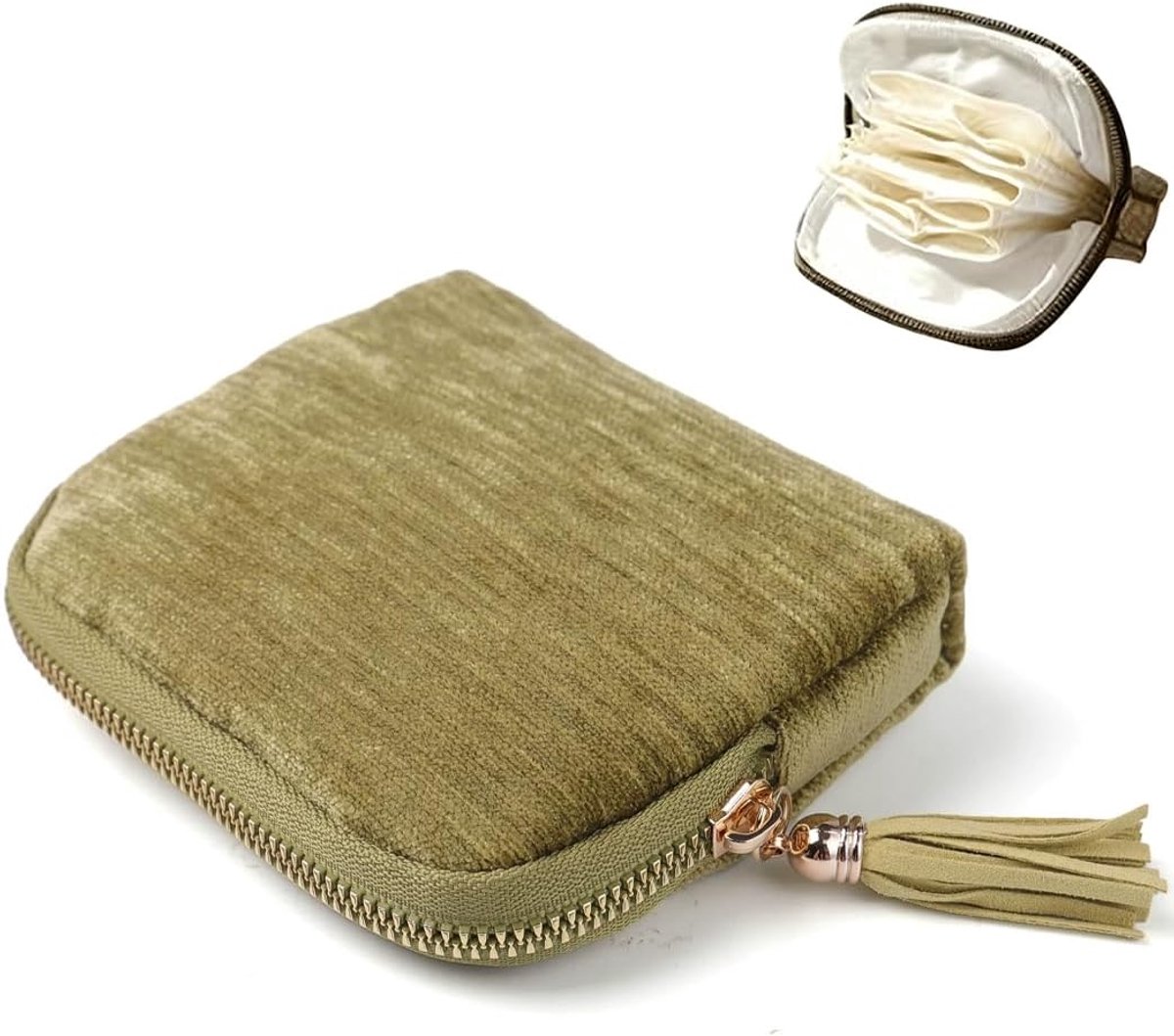 Zakken, sieradendoos met meerdere vakken met pompon, reisorganizer/opbergtas met draagbare ritssluiting, geschikt voor - ShopVlot