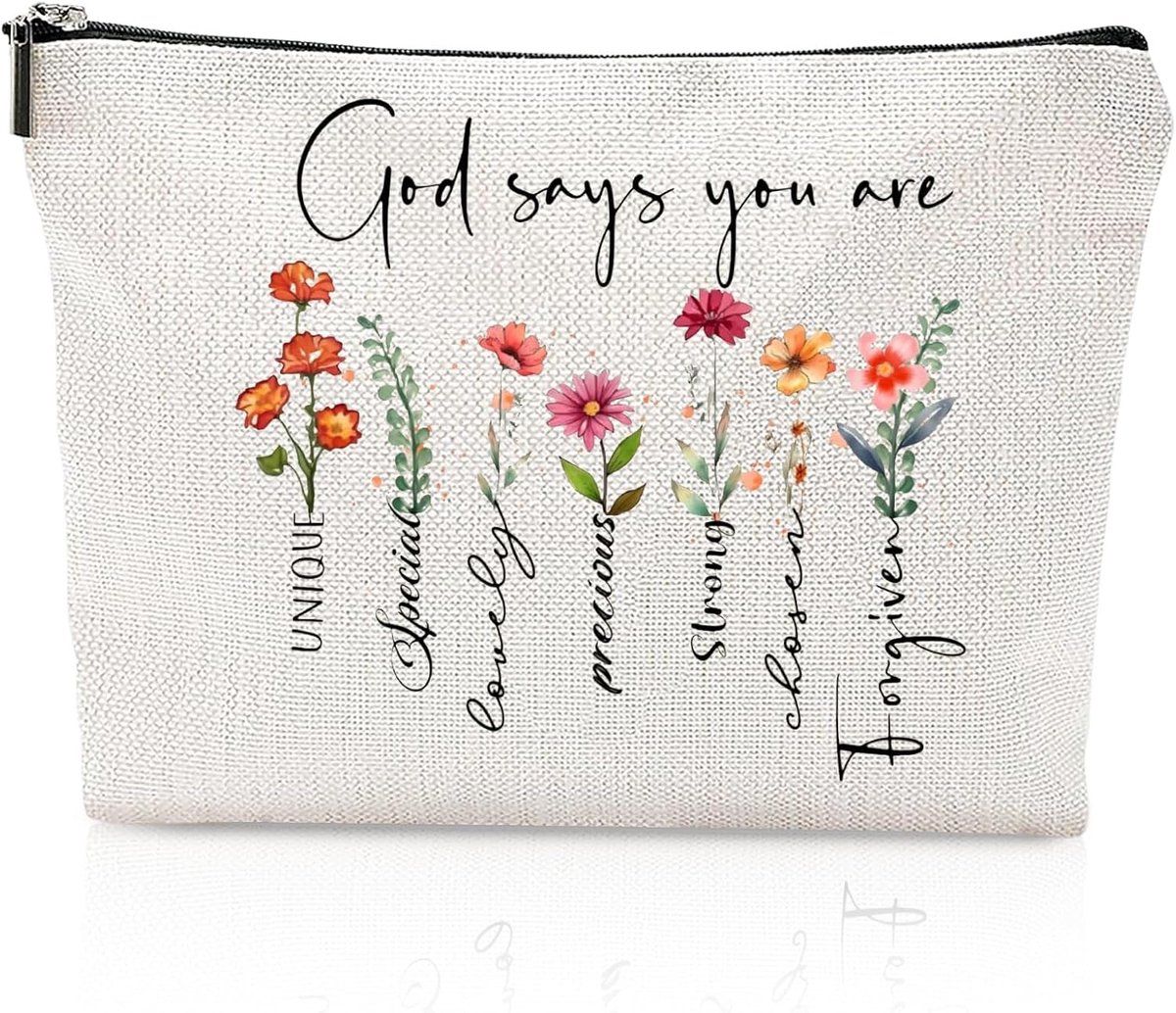 Cosmetic Bag Klein - God zegt dat je waardevol bent - Duurzaam materiaal - Perfect als bemoediging - ShopVlot
