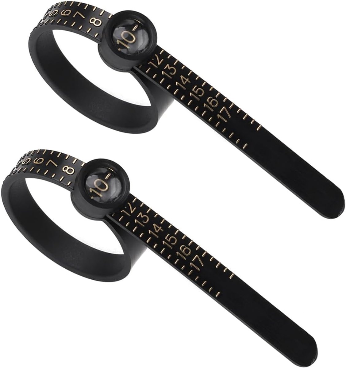 SnelShoppen - 2 stuks Ringmaatmeter Herbruikbaar 1-17 Ringen Meetinstrument Sieradenmaatmeter met Vergrootglas Zwart