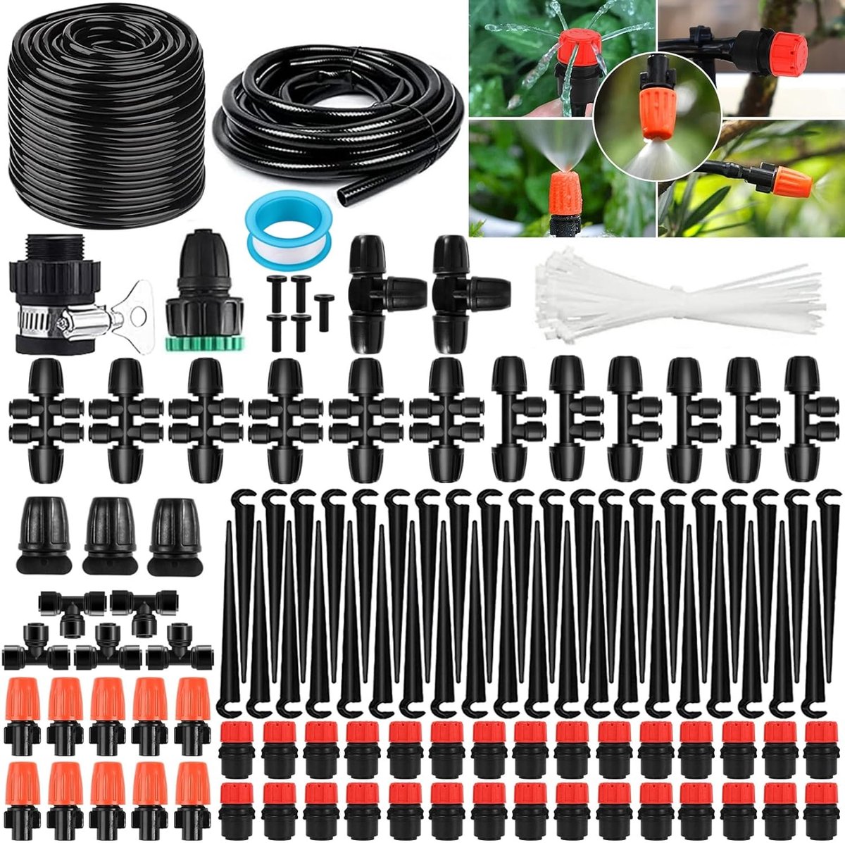 SnelShoppen - Automatisch Druppelsysteem Tuinirrigatie Kit 40m + 20m, Plug and Play, Eenvoudig en Economisch Zonder Gereedschap, UV-bestendig ABS Plas