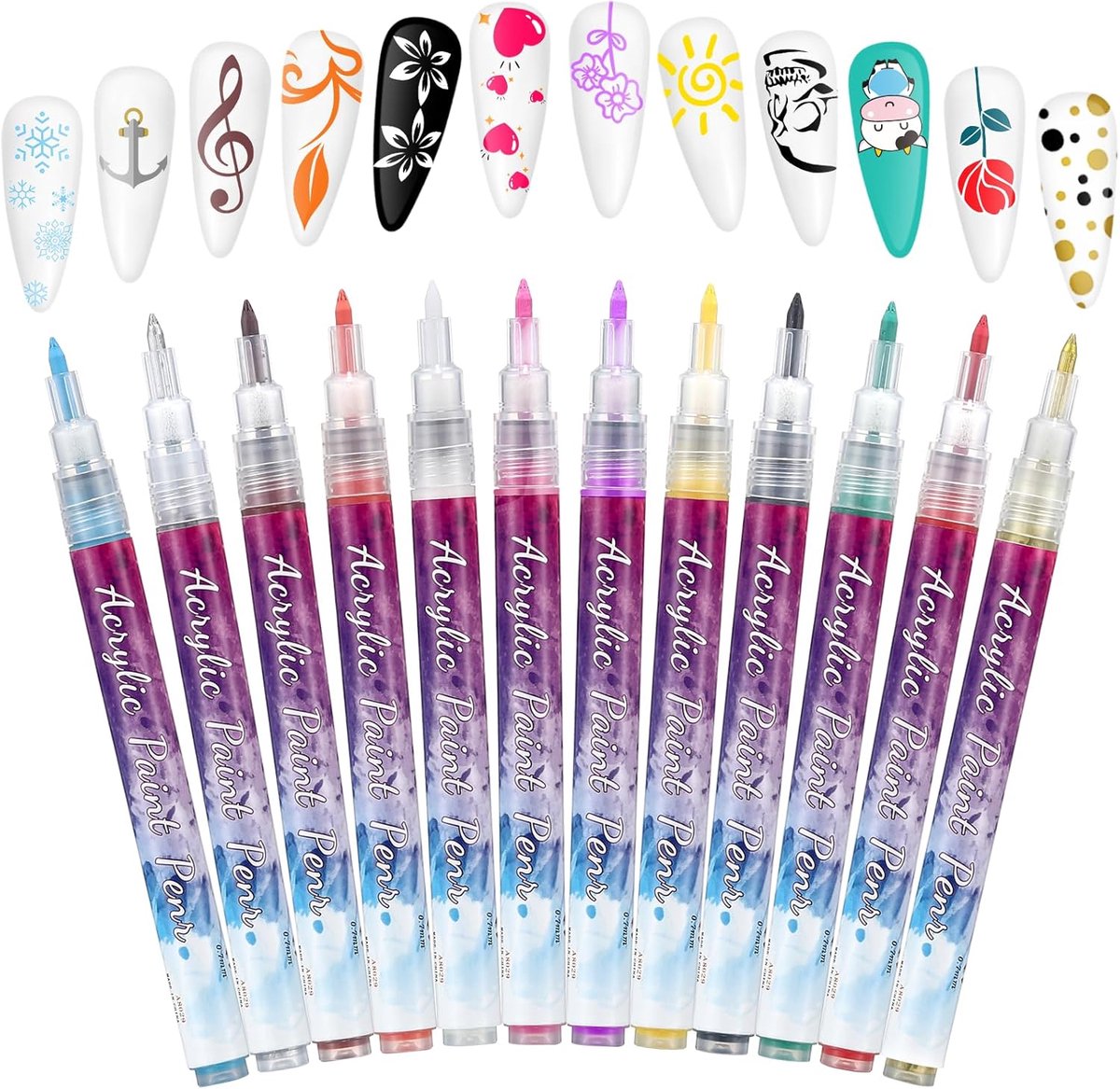 Nail Art Pen Set 12 Kleuren - Gel Polish - 3D Nail Art - Creatieve manicure tools - ShopVlot