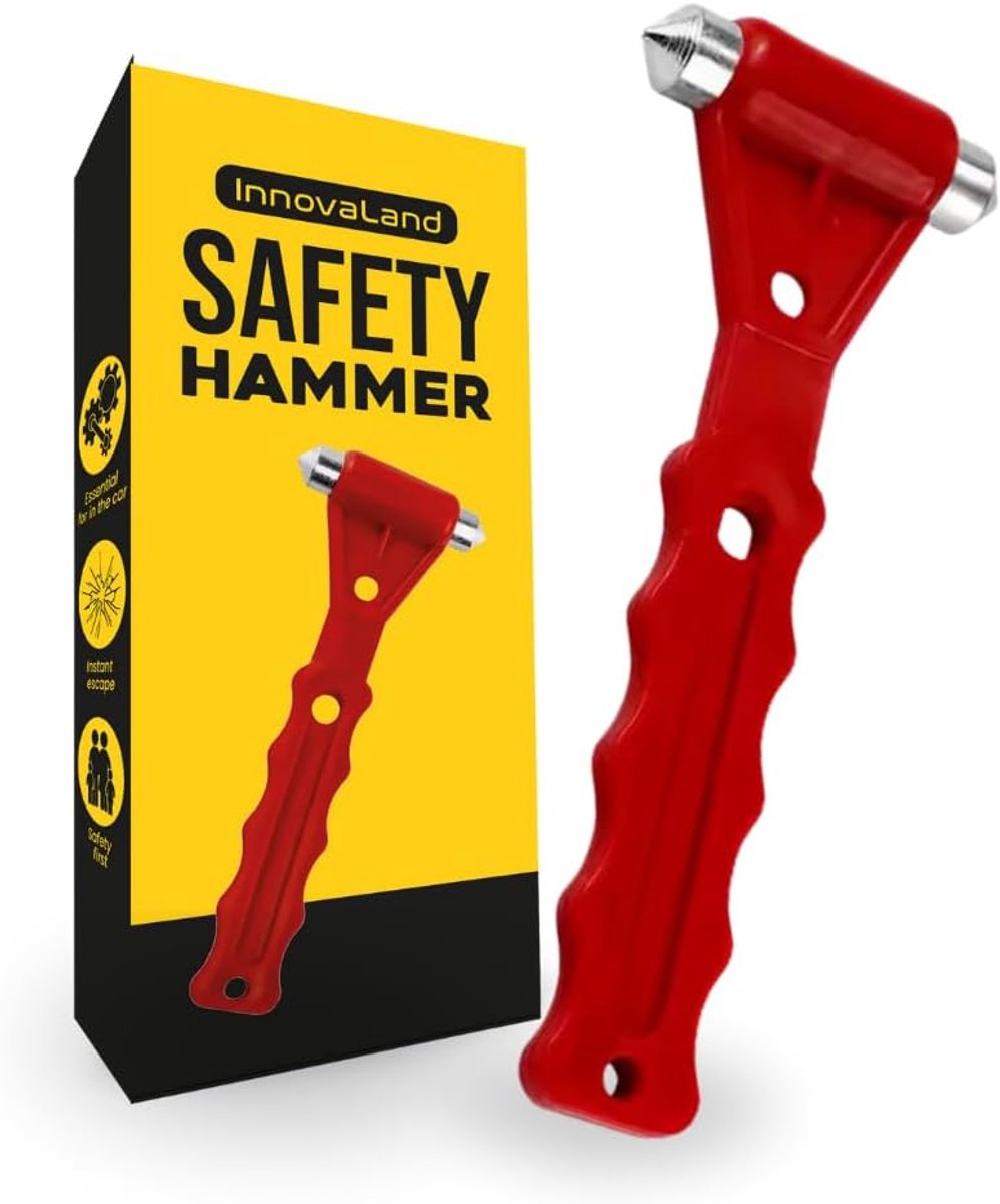 SnelShoppen - Safety Hammer Auto - Rood - 1 Stuk - Noodhamer Auto - Raamverbreker - VeiligheidsHamers - Compact Design met Houder