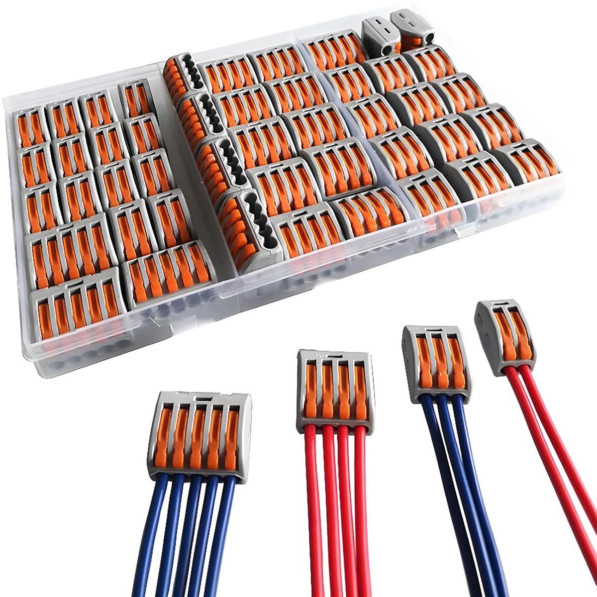 SnelShoppen - Elektrische Aansluitset, Automatische Terminalblokken, Snelle Kabelconnector, Compacte Kabelconnector, 46 Stuks, Vlamvertragend Nylon, 2