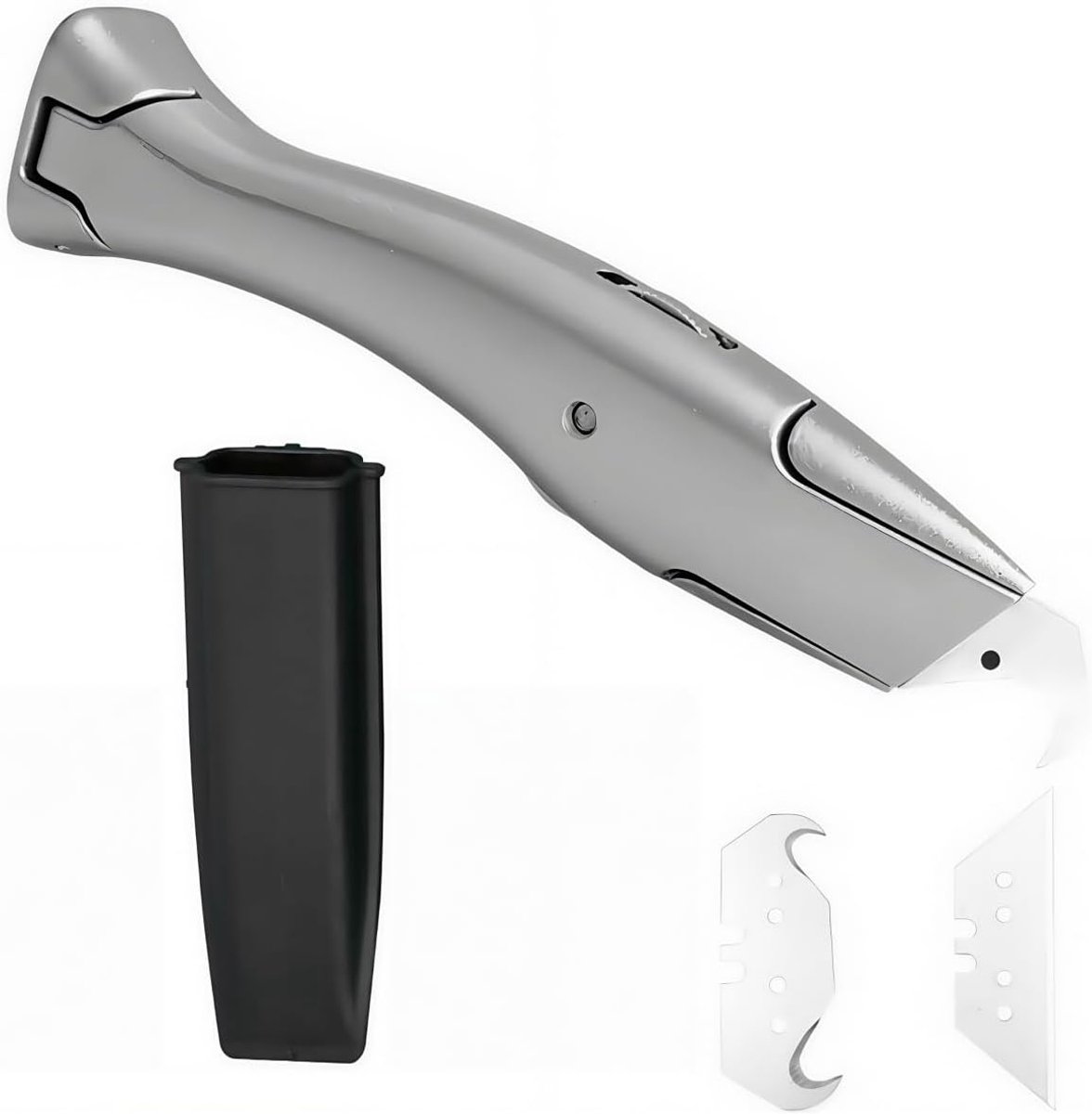 SnelShoppen - Professioneel Hook Knife Set met Trapezoidale Bladen, Robuust Aluminium, Inclusief Tapijtmes, Hakmes en Snijmes voor PVC Vloerbedekking,