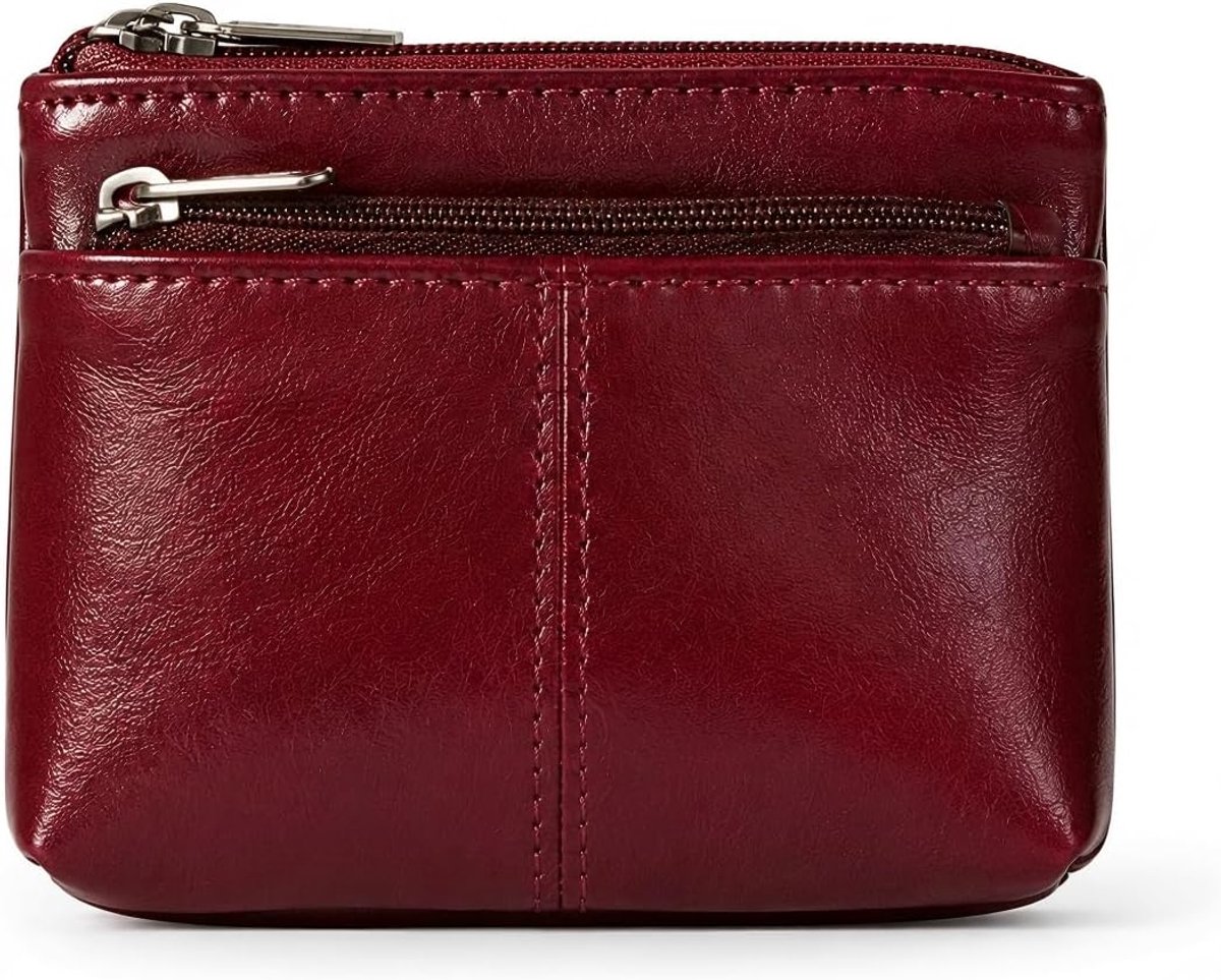 Portemonnee met rits - olie-wax PU leer - duurzaam en elegant - voor munten en pasjes - ShopVlot