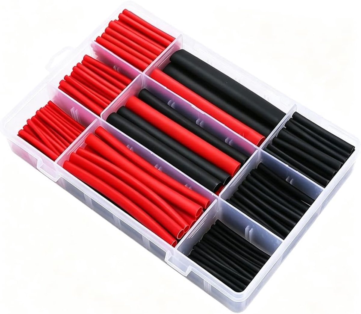 Kriebelbuizen assortiment rood en zwart - 2:1 krimpverhouding - diverse maten - ShopVlot