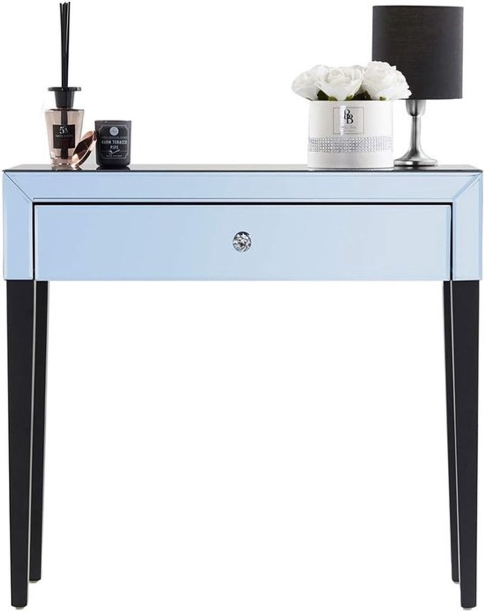 Kaptafel - spiegel - Kaptafel met spiegel - Make-up in de slaapkamer - Kristalhandvat - 80x75x35 cm - Grijs