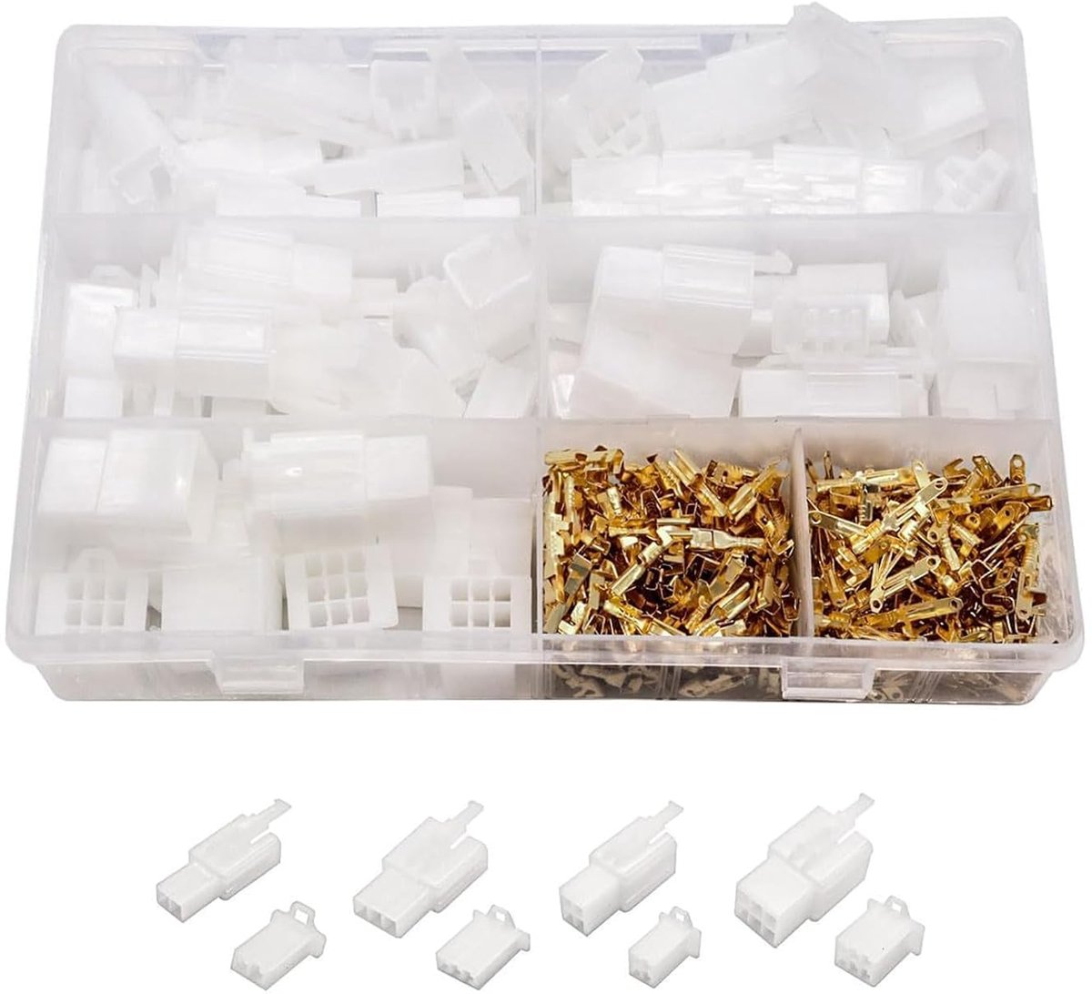 Kabelstekkerset 480 stuks - 2/3/4/6 pin - met opbergdoos - ideaal voor auto en motor - ShopVlot