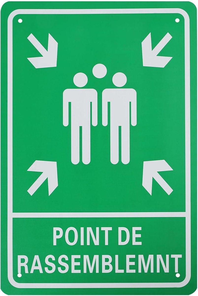 1 stuk bord verzamelpunt, 20 x 30 cm, signaal voor buiten, aluminium met reflecterende folie, weerbestendig