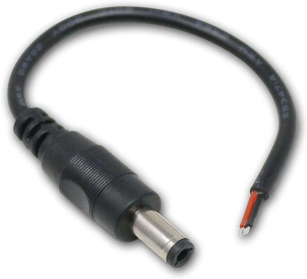 5,5x2,5 mm met aansluitkabel, open kabeluiteinde – praktische verpakking van 5 stuks, 15 cm lengte, zwart, voor afneembare stroomaansluitingen