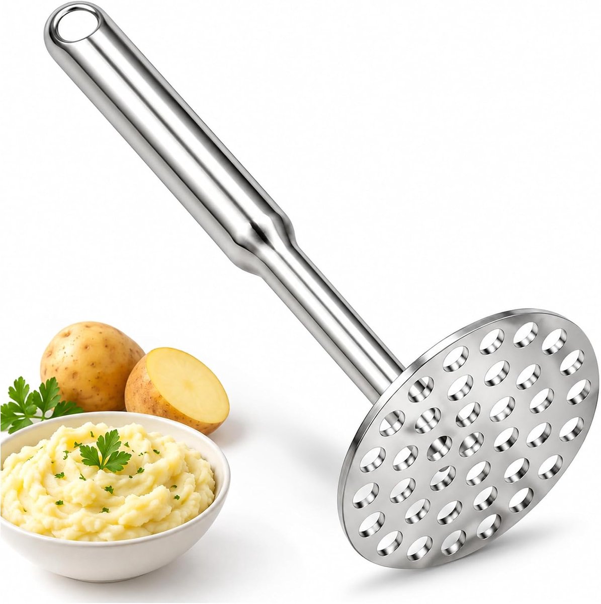 Roestvrij staal, 25,3 cm aardappelstamper met lange