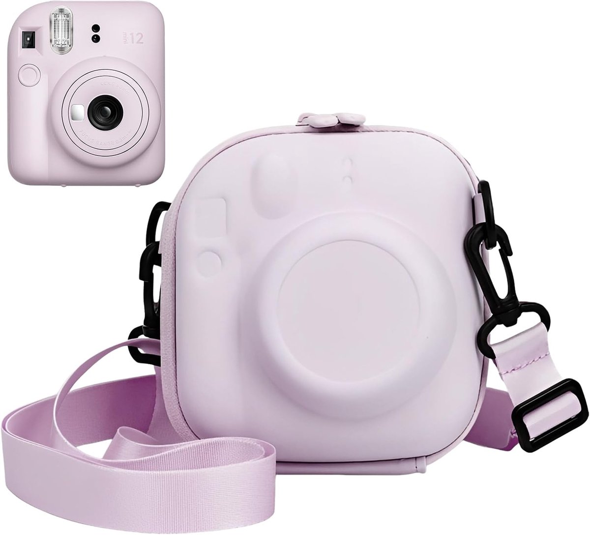 Cameratas compatibel met Fujifilm Instax Mini 12 11 9 8 99 90 40 camera, aangepaste pasvorm EVA beschermhoes met verstelbare riem, compacte draagtas, Paars, 4×3×2 inch