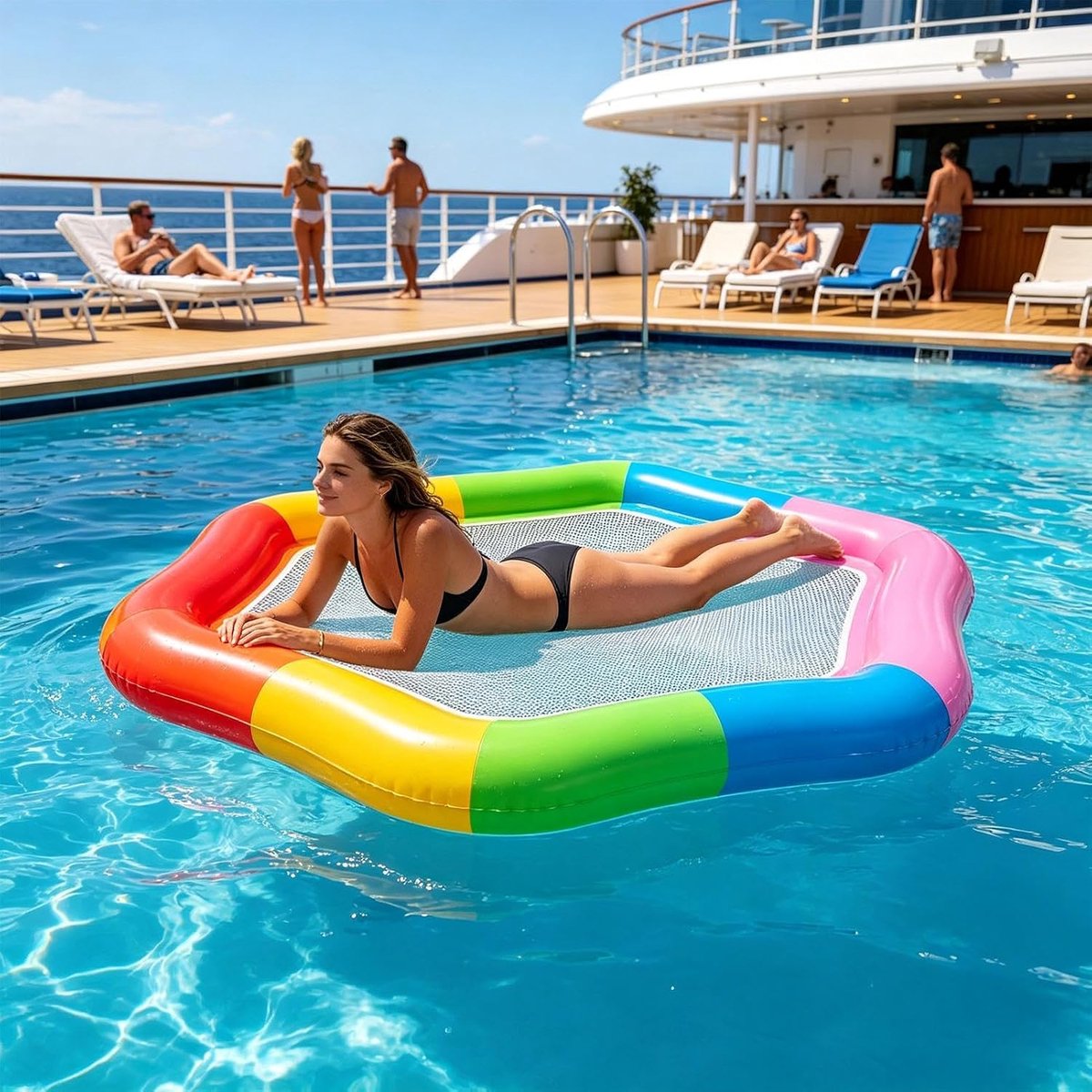 Lounge Raft - Opblaasbare Ontspanning Zitting 177x157cm, Bezetting Float | Draagbare Zeshoekige Configuratie Creëert Gebalanceerde Drijvende Comfort Ruimte, Lekbestendige Recreatie Ondersteunt S