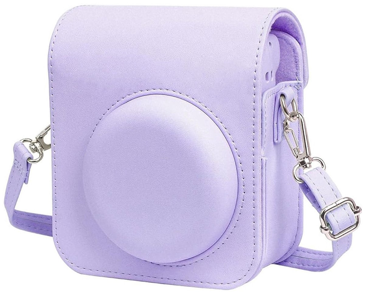Cameratas voor Fujifilm Instax Mini 12 - Beschermend PU-lederen hoesje voor Instax Mini 12 Instant Camera - Afneembare hoes met verstelbare schouderriem