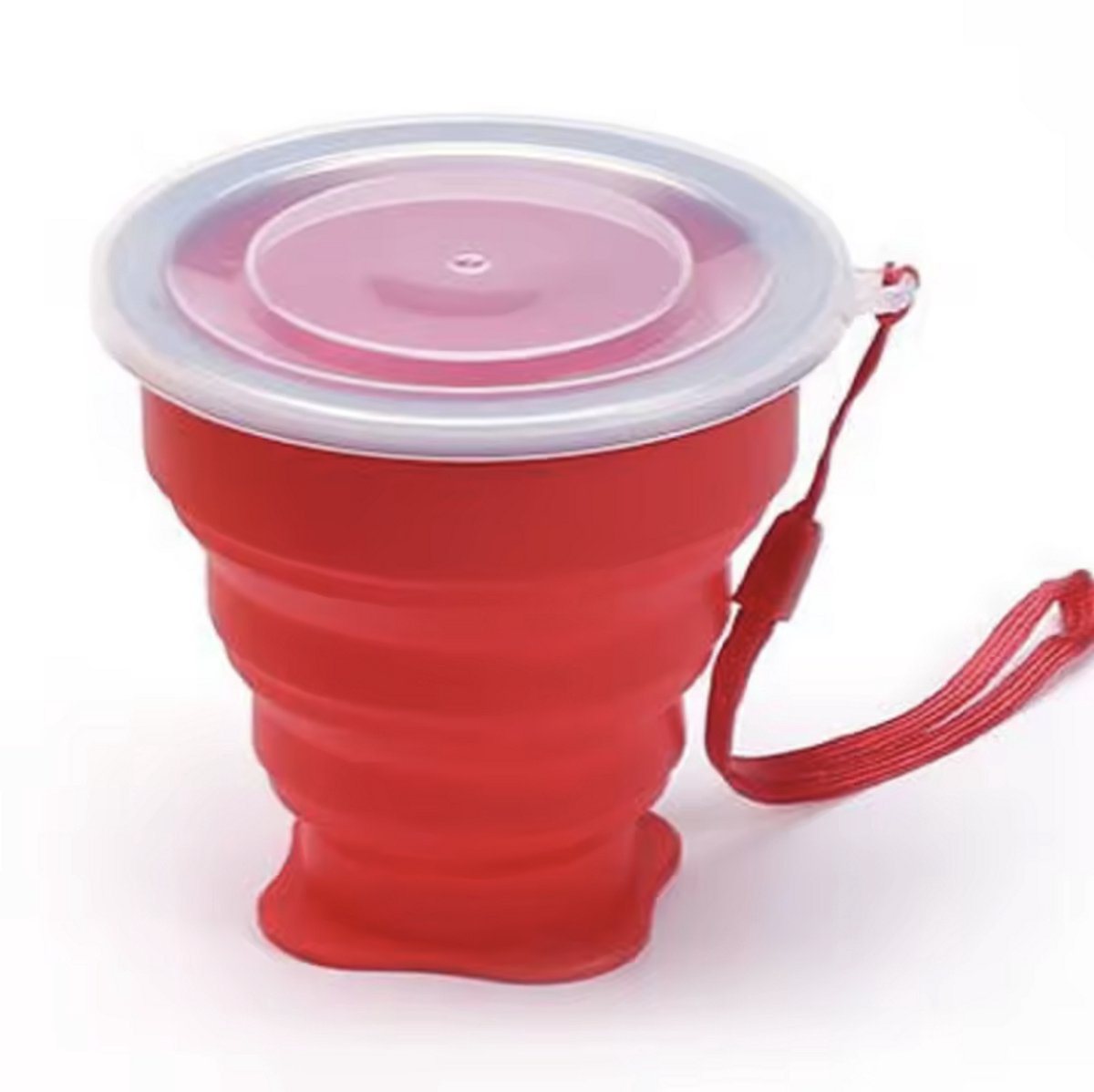 Rode Opvouwbare drinkbeker - Kampeer beker - 1 stuk - Rood - Met deksel - Opvouwbaar - 200ML - Handige drinkbeker - Siliconen - Survival - CHPN