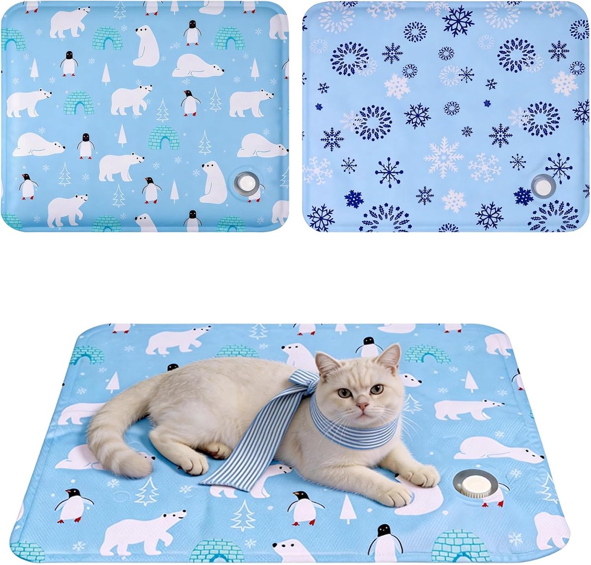 2-Pack Dierenkoelmat met Koele Doek – 40x50cm Niet-Giftige Gel Mat, Krasbestendig & Wasbaar PVC, Veilig voor Puppy’s en Katten, Zelfkoelend Zomer Accessoire voor Kleine Honden