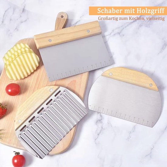 Roestvrij Staal Met Houten Handvat, Deegsnijder Roestvrij Staal, Scraper Keuken, Golfmes, Voor Cake, Pizza, Brood, Keukenbenodigdheden — afbeelding 4