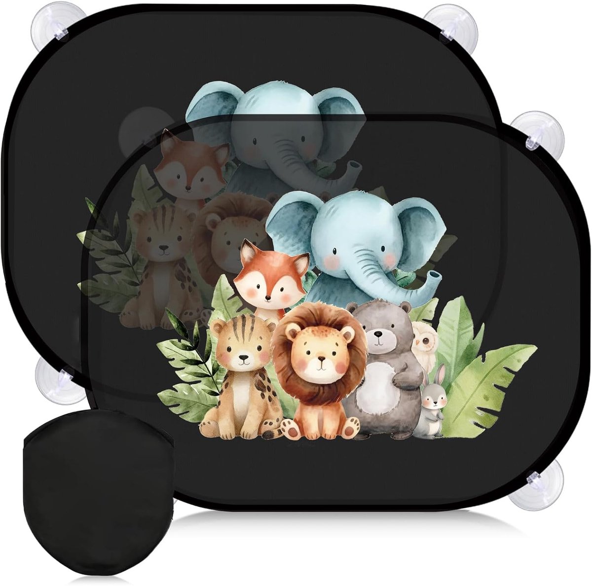 2 stuks zonneschermen voor baby's, kinderen, voorruit, zijruit, uv-bescherming, met zuignap, zelfklevend, voor autoruiten, 45 x 36 cm