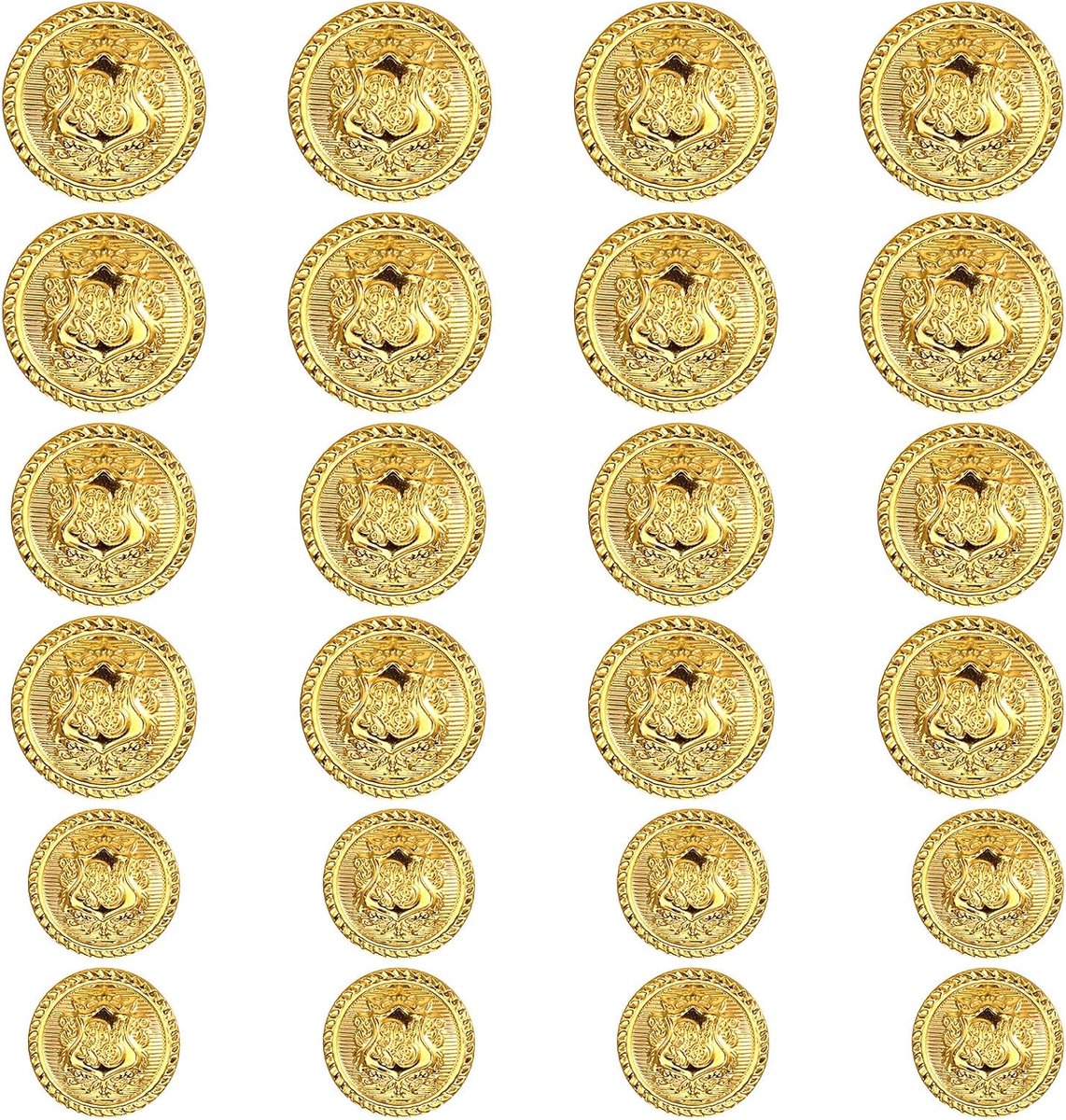 Knopen om aan te naaien, metalen knopen, vintage koper, in 3 maten (15/18/20 mm), goud metaal, decoratieve metalen knopen, ronde naaiknop voor blazer, pak, uniform, jas
