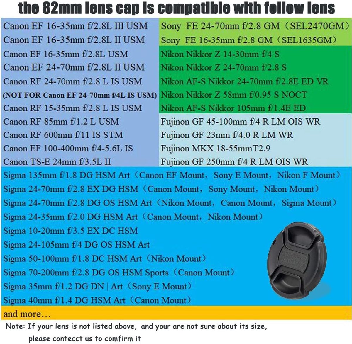 82mm Snap-On Lens Cap voor Sony FE 24-70mm f/2.8, FE 16-35mm f/2.8 voor Sony Alpha a7R IV, Center Pinch Cap voor Nikkor Z 24-70mm f/2.8 Lens voor Nikon Z9-2 Packs thumbnail 4