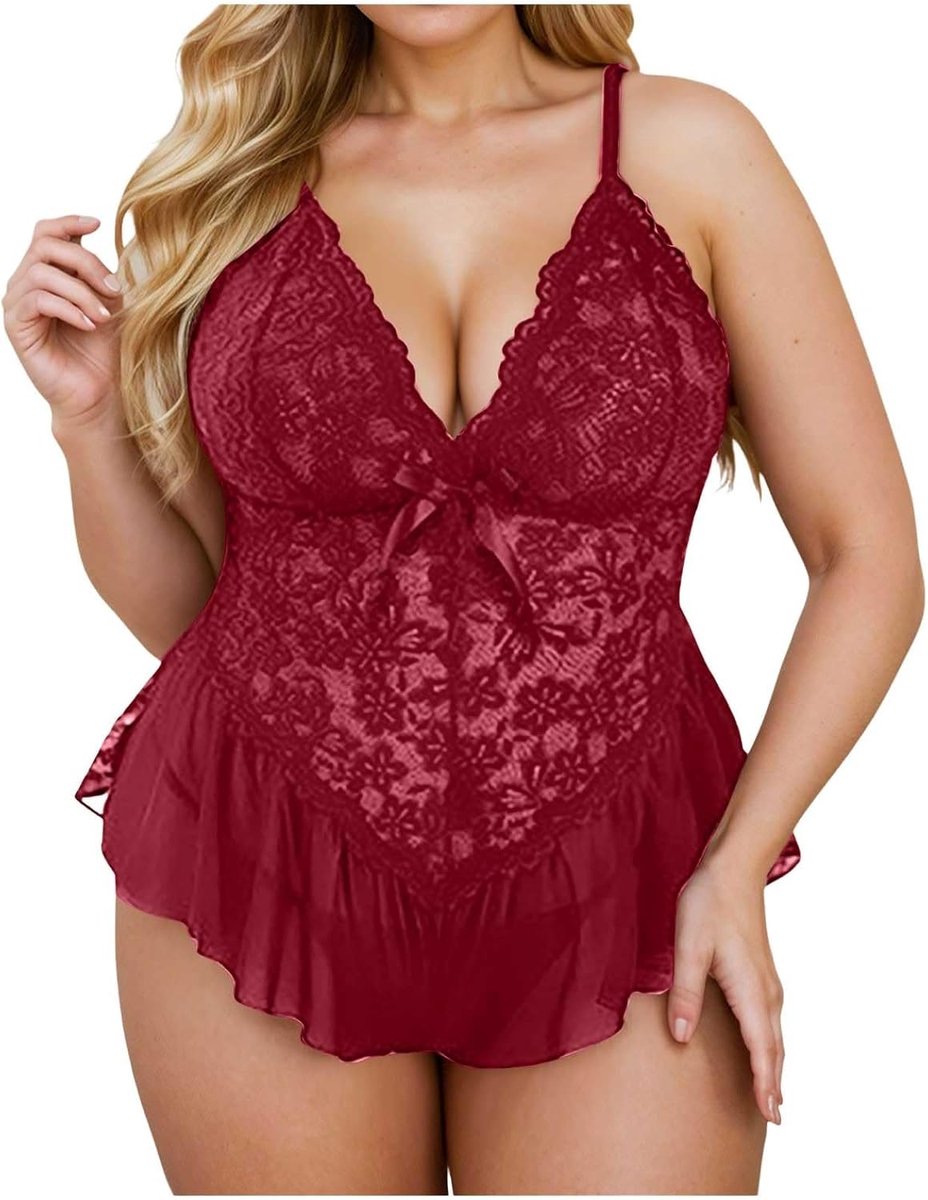 Dameslingerie, kant, babydoll, nachtkleding, babydoll, kimono, kort, satijn, fijne kant, A171