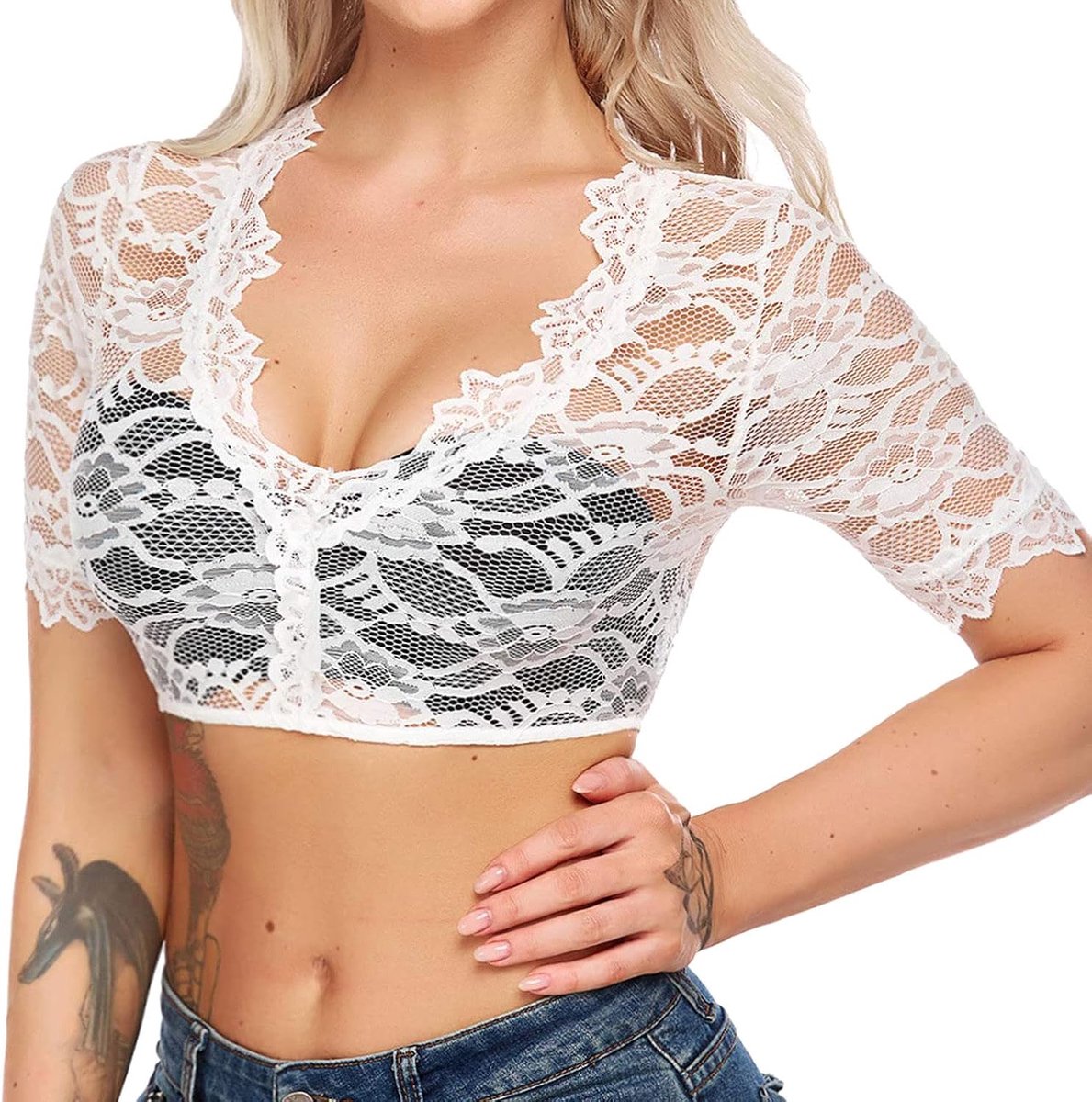 Lingerieset voor dames, kant, opengewerkt babydoll, babydoll, babydoll, bijpassende slipje, open rug, zonder beugel, zacht, comfortabel, elegant, A16