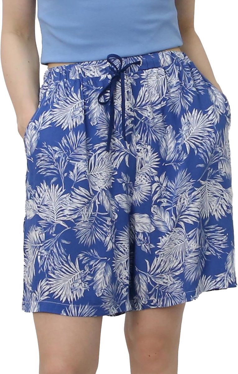 Pyjamashorts voor dames, ultralicht, zomer, bedrukt, korte pyjamabroek, zacht, met zakken en trekkoord, strandshorts voor dames, S-5XL