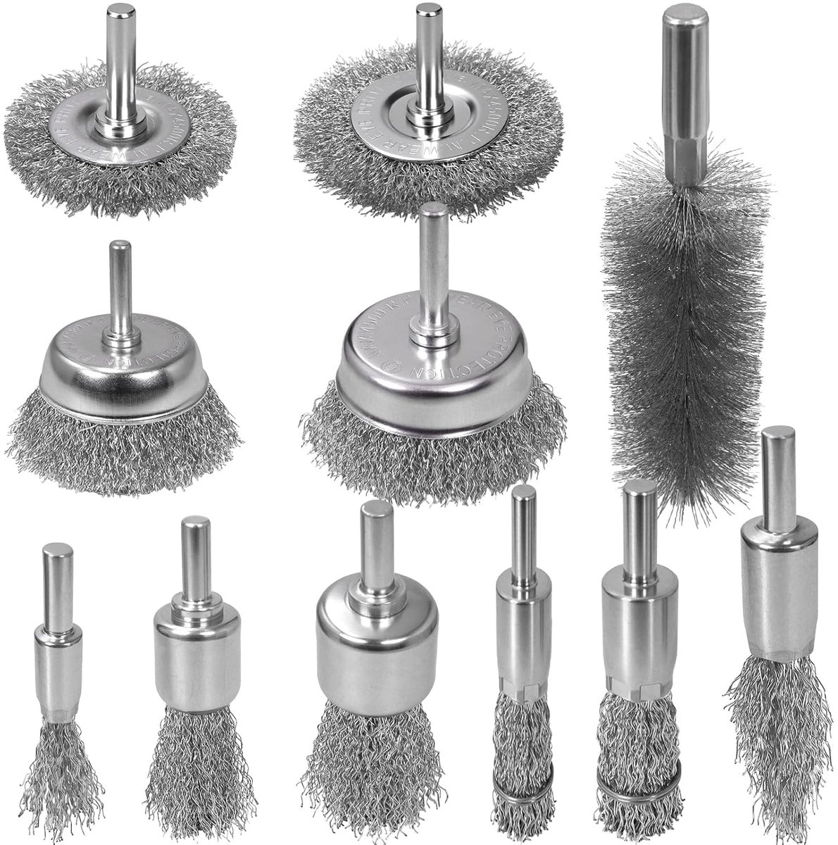 Reinigingsborstel van messingdraad voor boren, messing gecoate schurende koolstofstaaldraad met zachte haren, 1/4 inch schacht voor metaalverwijdering, roest- en kleurverwijdering
