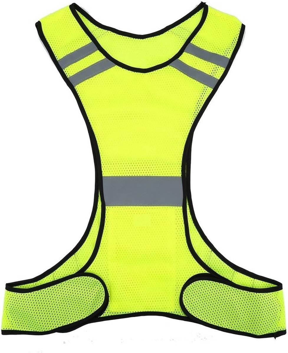 Vest, Hoge Zichtbaarheid Reflecterend Veiligheid Vest Verstelbare Taille Reflecterende Afstand, voor Nachtelijke Fietsjoggen (fluorescerend geel)