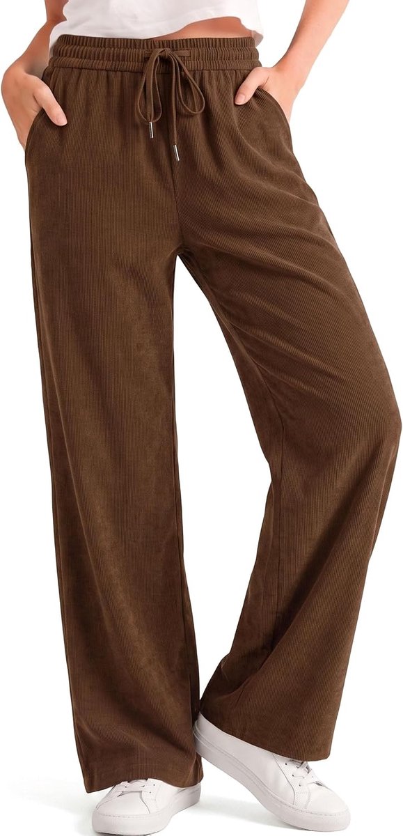 Geribbeld, rechte snit, elastische taille, trekkoord
