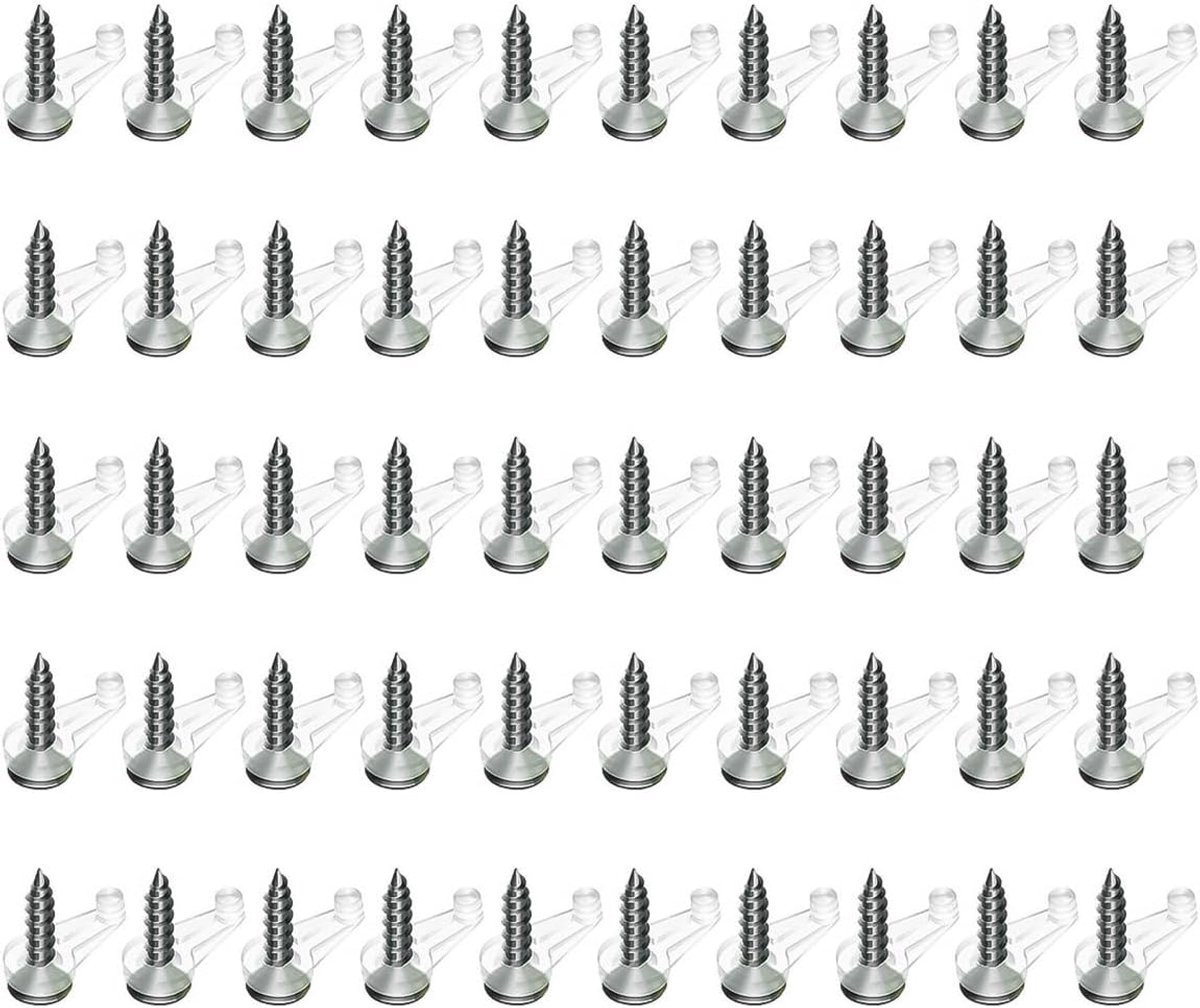 50 stuks glasklemmen - transparant plastic met 50 schroeven, meubelaccessoire voor schermen/ramen/kasten