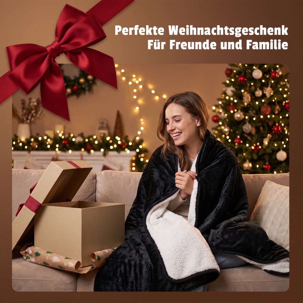 NETTLIFE-Elektrische deken van 180x130 cm - Dubbellaags flanel en lamsvacht - 6 temperatuurinstellingen - Timer van 10 uur - Wasbaar - Oververhittingsbeveiliging - Zwart - Perfect voor gebruik in bed | op de bank | op kantoor of op de camping — cadeau in Wonen & Interieur - foto 6