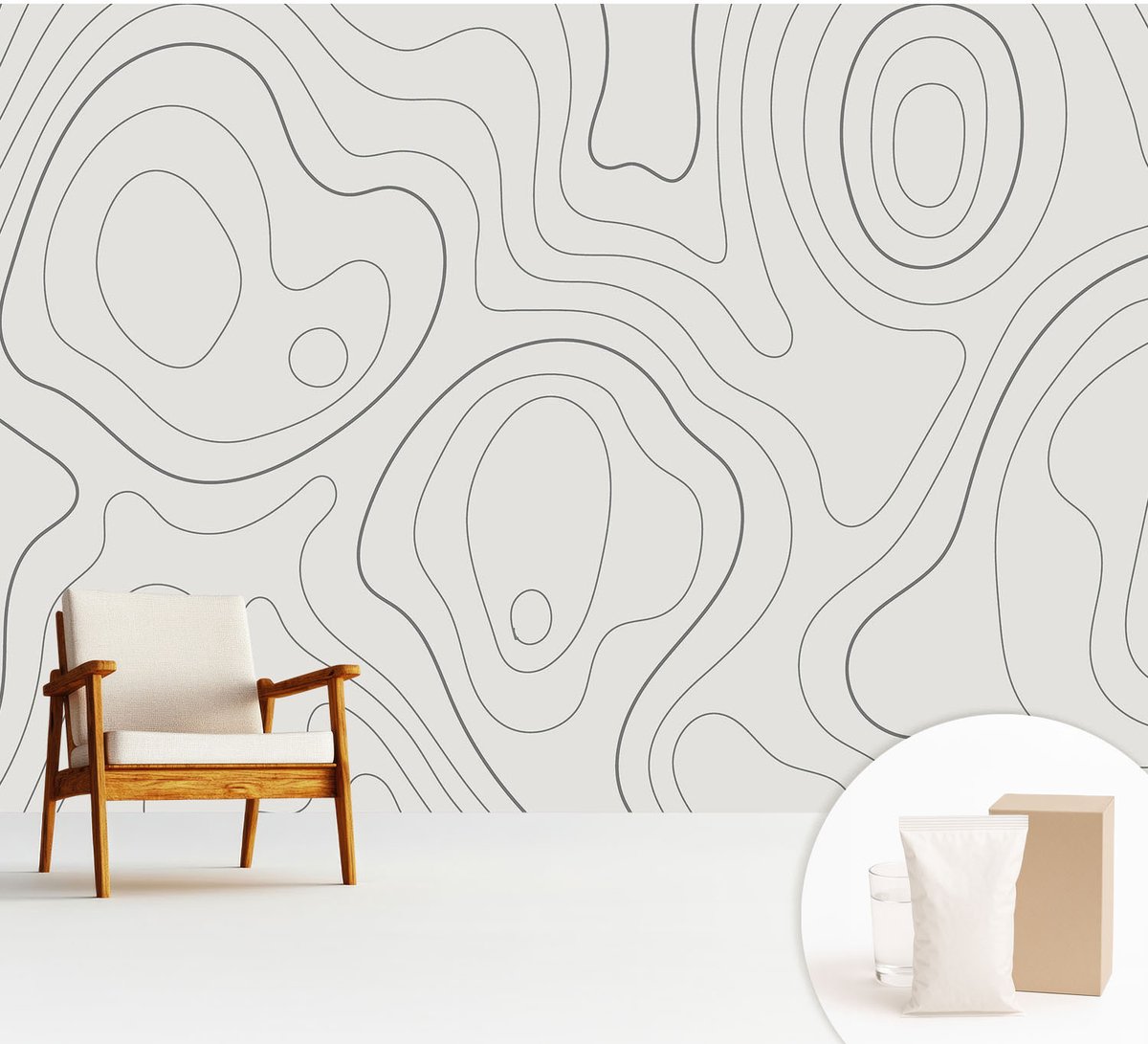 Wallfluent Fotobehang - Wit Vliesbehang - 312x219 cm - Vloeistofleidingen Muurschildering - Slaapkamer behang Achtergronden En Patronen - Fotobehang Vlies - Slaapkamer behang