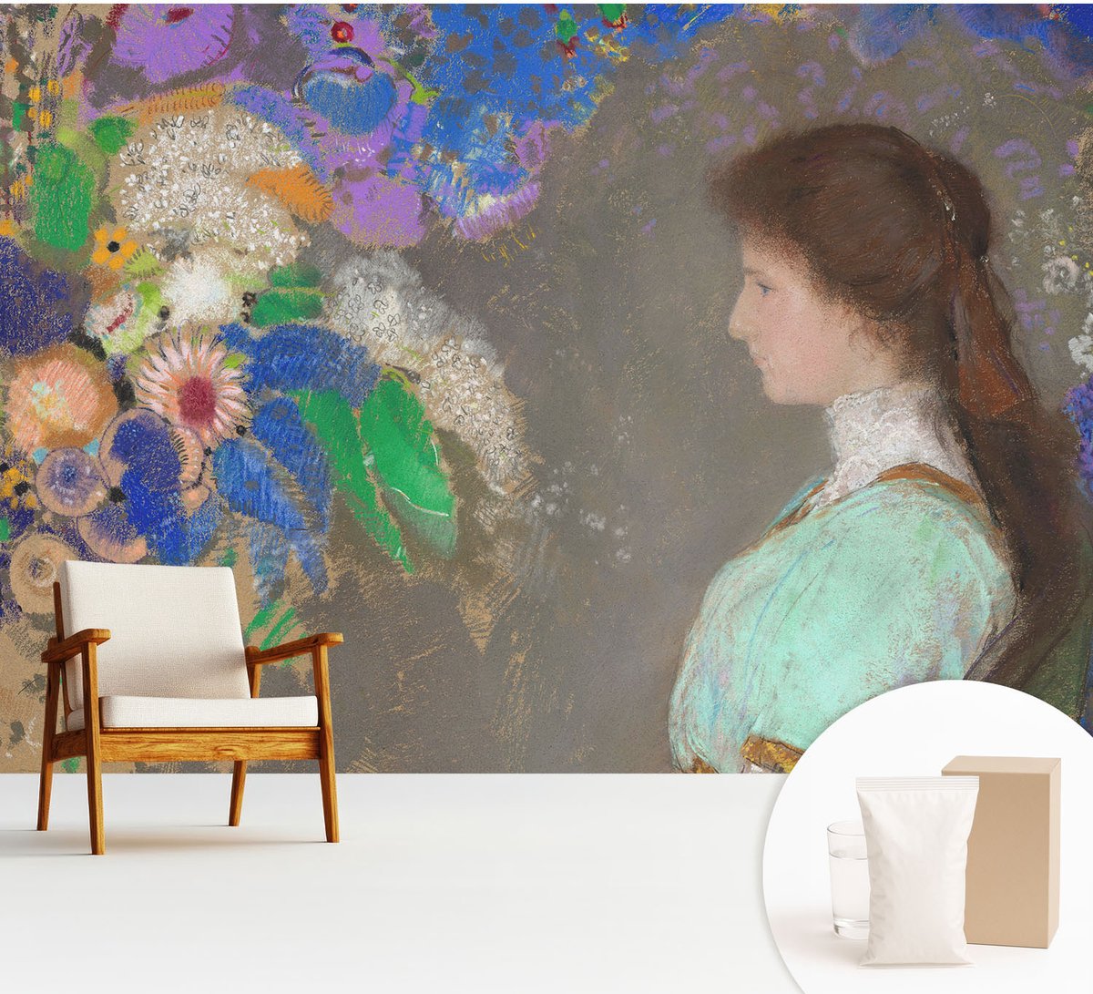 Wallfluent Fotobehang - Grijs Vliesbehang - 312x219 cm - Romantische Scène Muurschildering - Gang behang Deel - Fotobehang Vlies - Slaapkamer behang