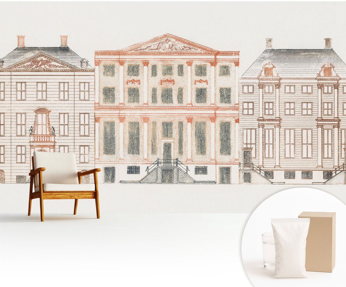 Wallfluent Fotobehang - Wit Vliesbehang - 416x254 cm - Klassieke Gebouwen Fotobehang Vlies - Woonkamer behang Architectuur - Muurschildering - Hal behang