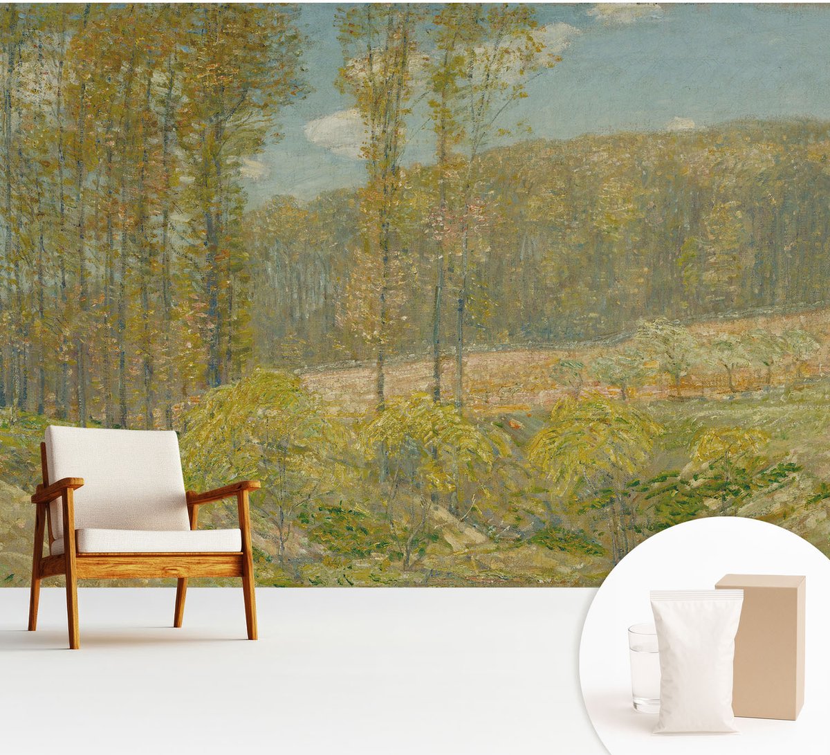 Wallfluent Fotobehang - Groente Vliesbehang - 312x219 cm - Boslandschap Muurschildering - Slaapkamer behang Landschappen - Fotobehang Vlies - Slaapkamer behang