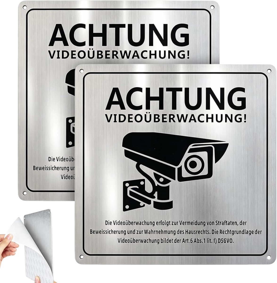 Videobewaking bord privéterrein 15x15 cm aluminium