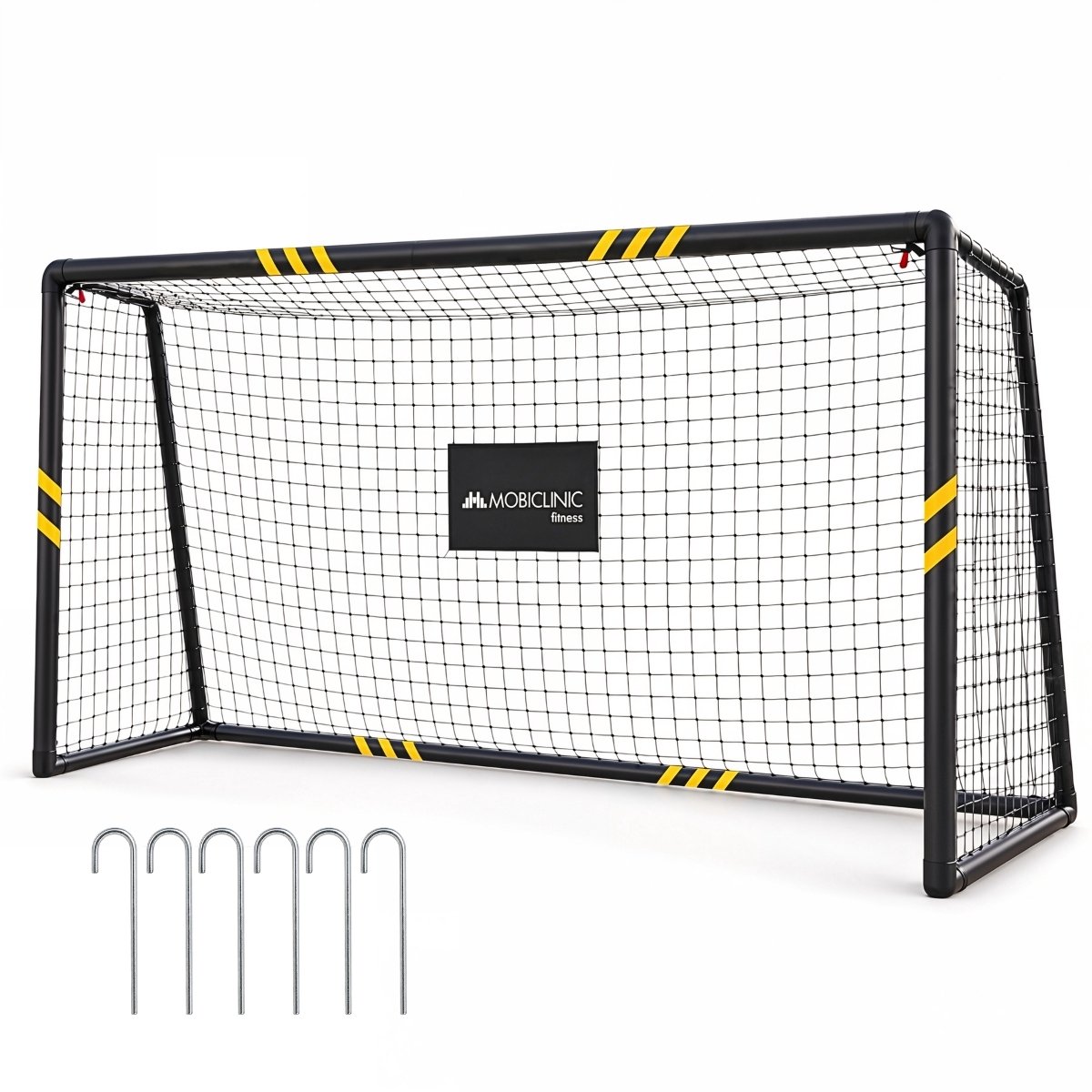 Mobiclinic Benji - Voetbaldoel - Voetbal Goal 240 x 160 x 85 cm - Staal - Gewatteerde beschermers - Voor kinderen en volwassenen - Training - Metaal - Zwart en geel