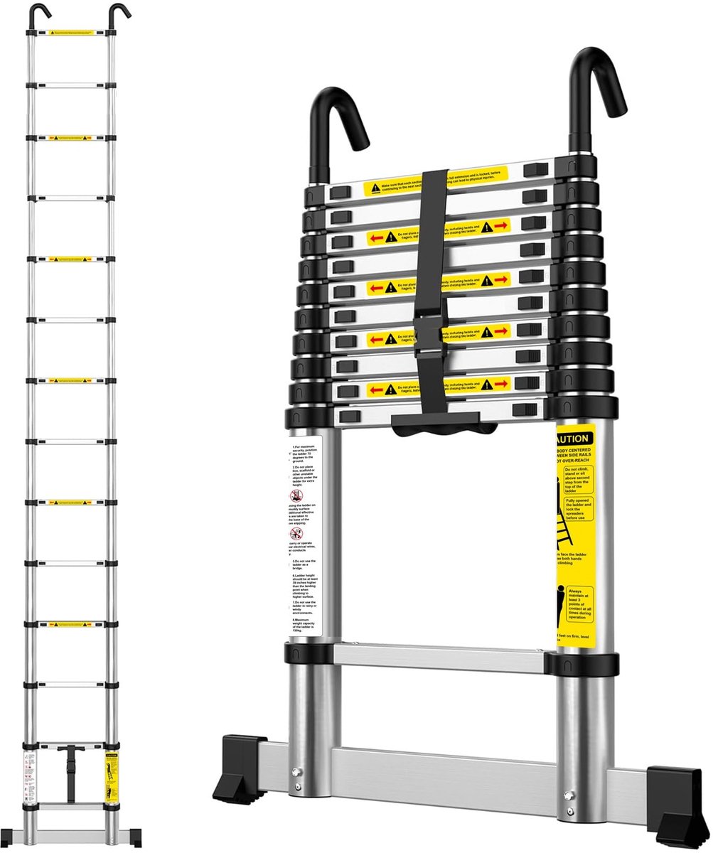 Telescopische Ladder 4,1M - Aluminium - Multifunctioneel - Ideaal voor thuisgebruik - ShopVlot