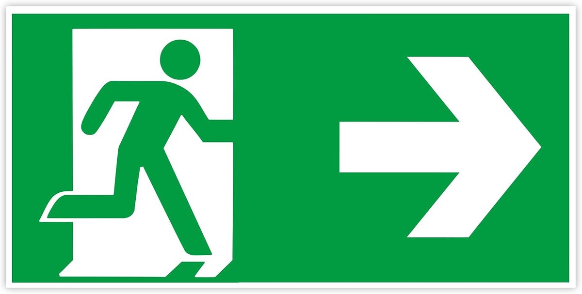 High Quality Emergency Exit Sign Arrow Right Longluminescent - Original Protecticure Escape Way Shield - ShopVlot