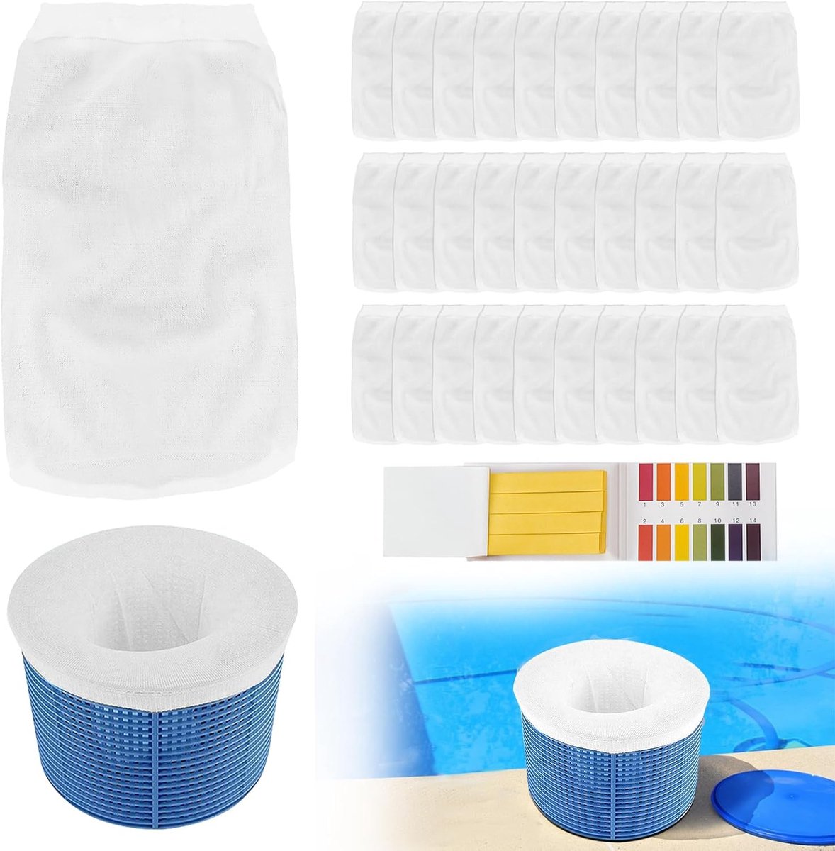Pack of 30 Skimmer Socks, Pool Skimmer Socks, Filter Tubing Skimmer Filter Net for Removing Snails, Leaves, Foam - ShopVlot