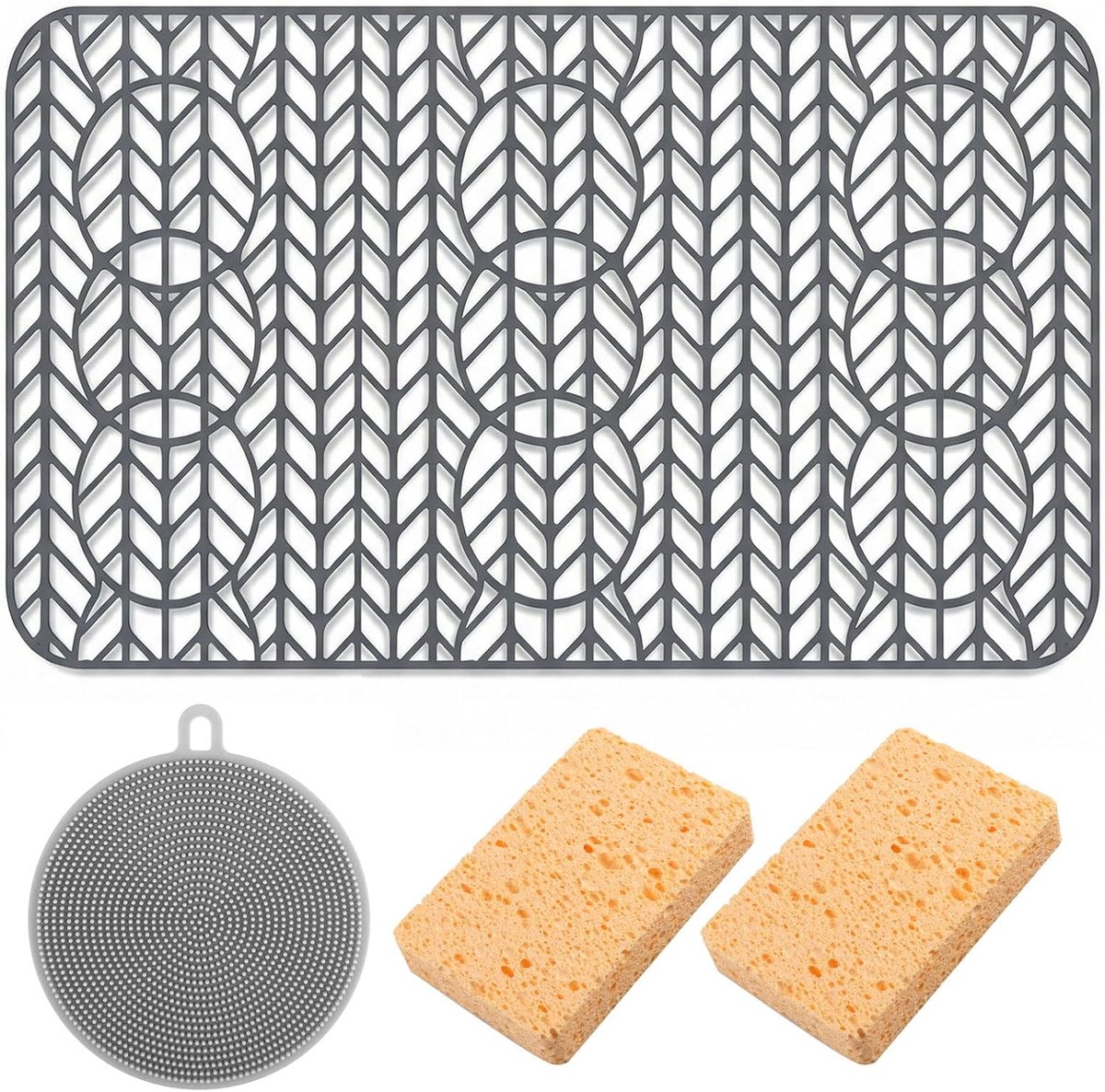71 * 38CM Silicone Sink Mat, Cut to Size, Large Non Slip Sink Mat with Hole, Heat Resistant, Dishwasher Safe, Kitchen - ShopVlot