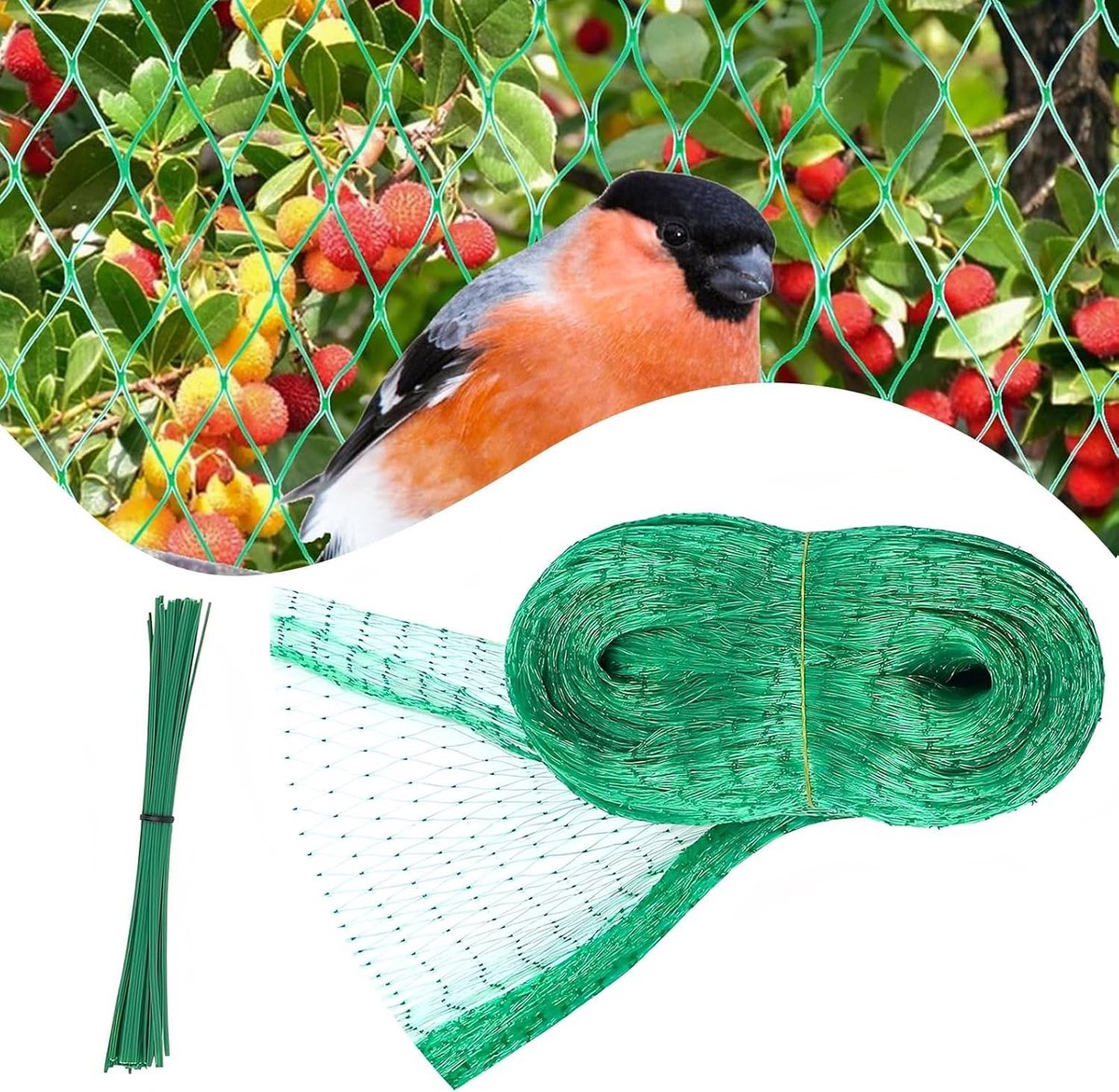 Garden Protection Net, 4 x 12 m, Pigeon Net for Balcony, Cherry Tree Net with 50 Cable Ties, Green PE Bird Net, Bird - ShopVlot