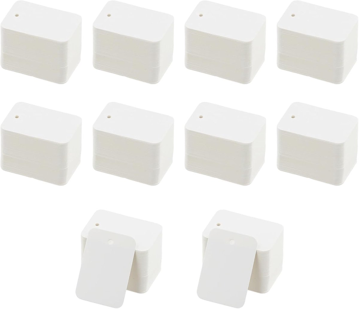 SnelShoppen - 1000 Mini-Prijskaartjes Geperforeerd Wit 3,5x5 cm Papier voor Schoenen Kleding Sieraden Hoeden - Flexibele Lege Etiketten