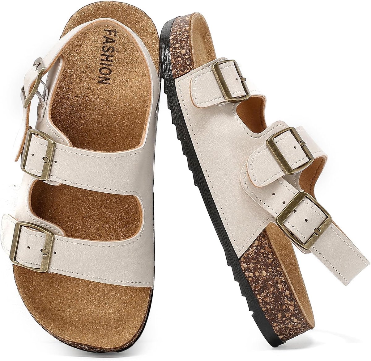 Sandals for Girls and Boys Children with Cork Footbed Adjustable Buckle Non-Slip Rubber Sole Foam Sandals Trekking - ShopVlot